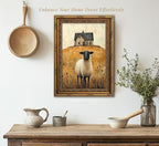 Vintage Gold Framed Wall Art Retro Country Sheep Oil Painting Canvas Prints - Image 5