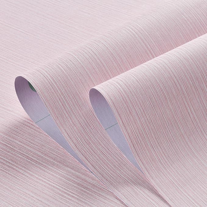 Haimin Grasscloth Wallpaper Textured 24in X 393in Fabric Contact Paper Pink - Image 6