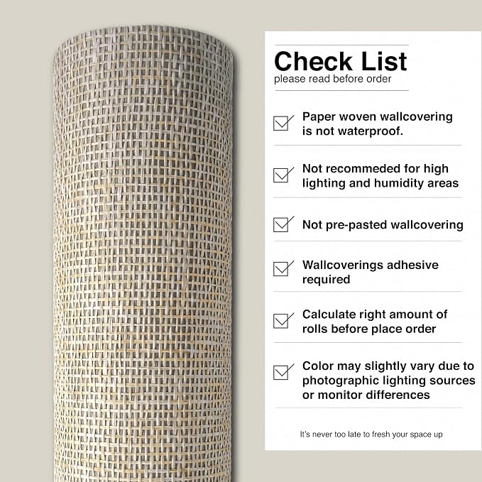Ansehan Wallcovering W030105 Envy Collection 36" W x 8 Yard L, Natural Paper - Image 7
