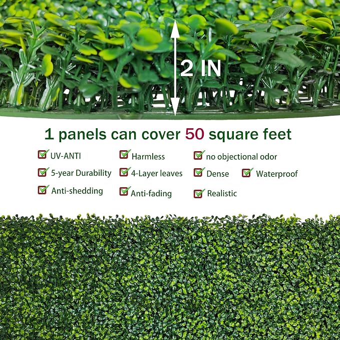 ODTORY Artificial Boxwood Roll Panels: 5FT X 10FT UV-Anti Artificial Ivy - Image 3