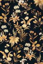 Simon&Siff Vintage Wallpaper Peel and Stick Black Gold Floral Wallpaper by SimonSiff