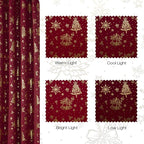 NICETOWN 2 Panels Red Christmas Curtains W42 x L63 in, Rod Pocket Gold Stamping - Image 7