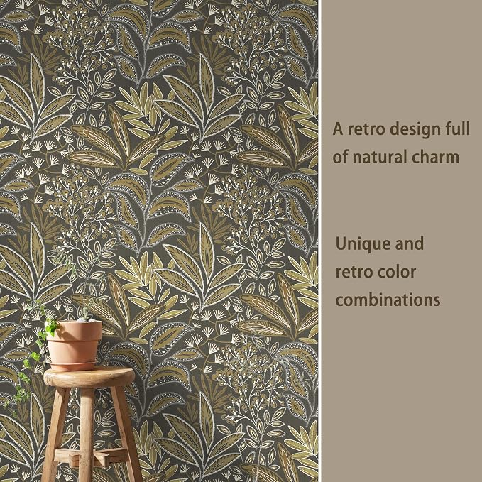 Safiyya Brown Vintage Floral Wallpaper Peel and Stick Contact Paper 17.3" x - Image 7