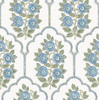 NuWallpaper x Society Social Floral Bazaar Green and Blue Peel and Stick by NuWallpaper