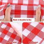 Kochorie 54 Inch x 300 Ft Red Checkered Plastic Table Cloth Roll Disposable - Image 3