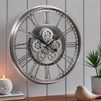 CLXEAST 28 Inch Original Real Moving Gear Wall Clock Roman Numerals, Oversized - Image 2