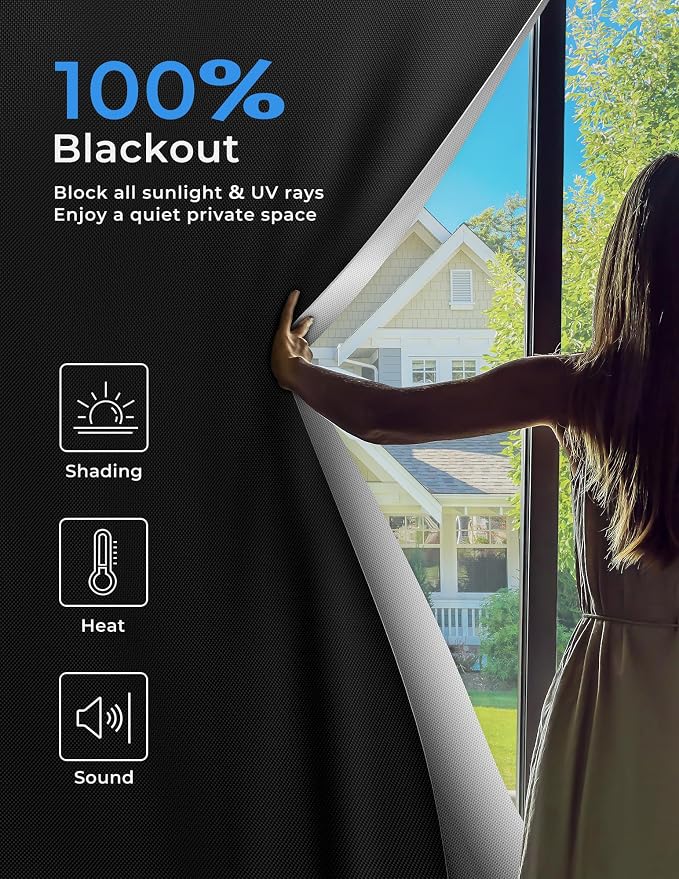 Sumobaby Blackout Curtains Portable 17"x36", No Drill Blackout Shades - Image 2