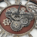 The B-Style Large Real Moving Gears Wall Clock 30 inch Rustic Retro Industrial - Image 2