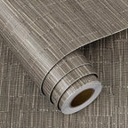 FunStick Taupe Brown Grasscloth Wallpaper Peel and Stick Fabric Wallpaper - Image 7