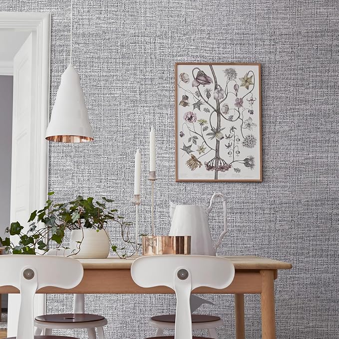Grey Grasscloth Peel and Stick Wallpaper 17.3"x1200" Faux Linen Textured - Image 4