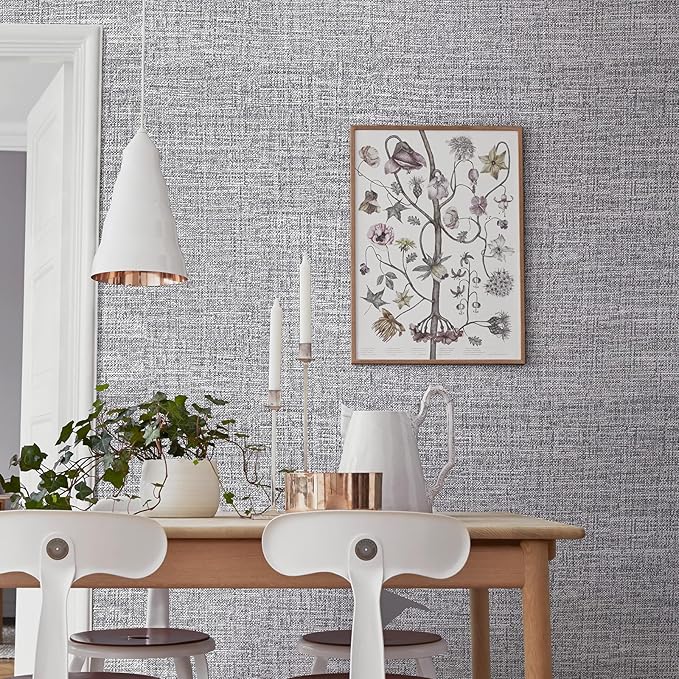 Grey Grasscloth Peel and Stick Wallpaper 17.3"x300" Faux Linen Textured Contact - Image 4