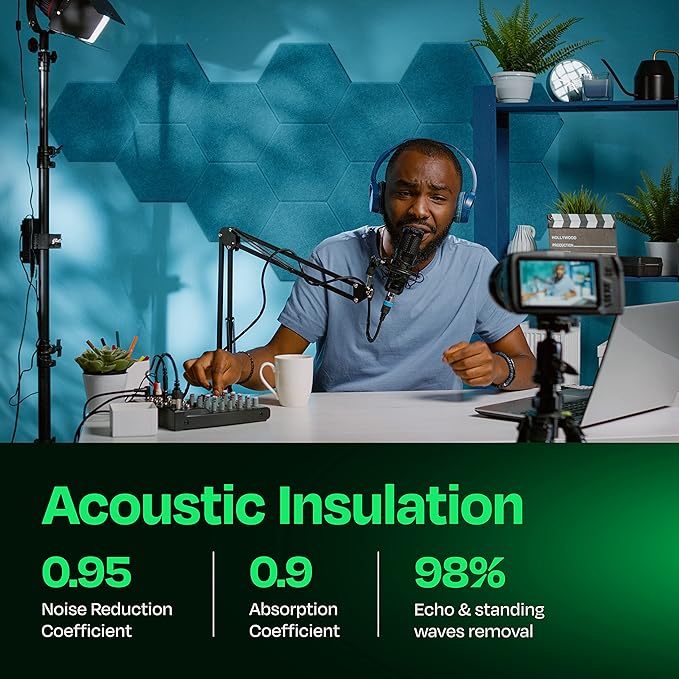 Acoustic Panels 12-Pack Soundproof Wall Panels 12"X10.4"X0.4" Sound Panels High - Image 3