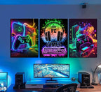 3Pcs Cool Gaming Wall Art Retro Video Gamer watercolor Posters Pictures - Image 2