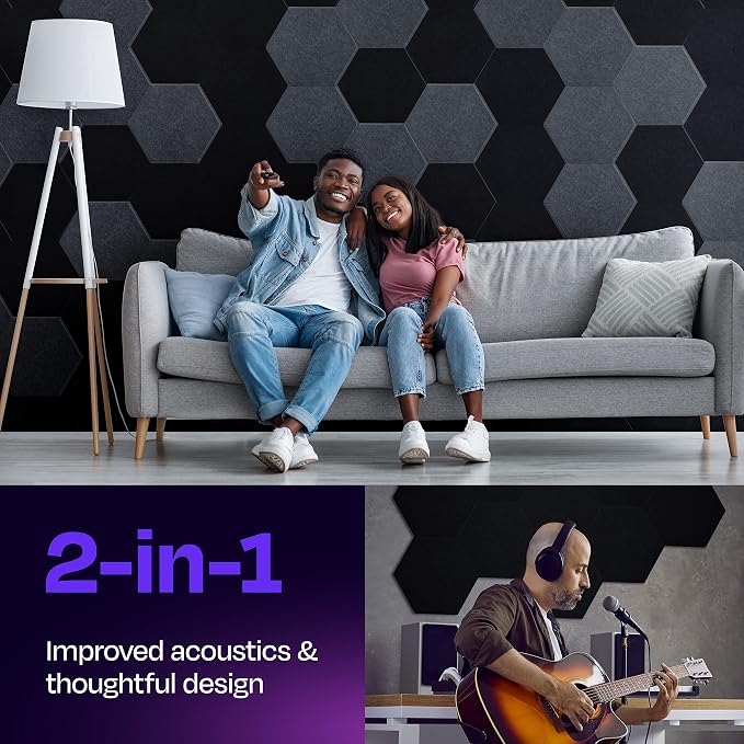 Acoustic Panels 12-Pack Soundproof Wall Panels 14"X12.1"X0.4" Sound Panels High - Image 2