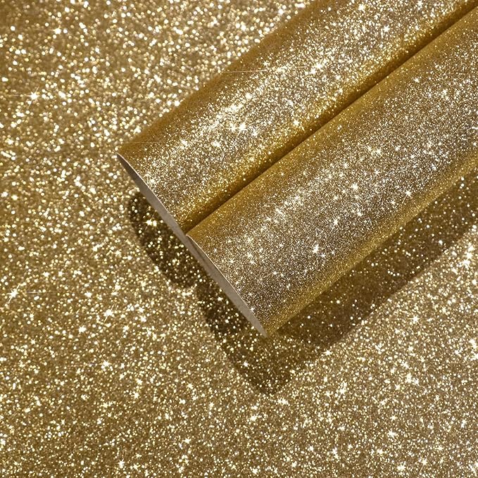 CHIHUT Champagne Gold Glitter Contact Paper Peel and Stick Wallpaper Sparkle by CHIHUT