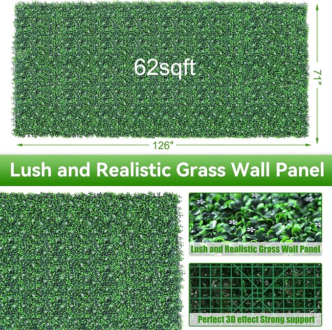 EverNture 71"x126" Grass Wall Panels, Artificial Grass Backdrop, Fake Greenery - Image 2