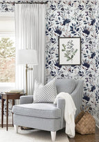 Yasinet Navy Blue Peel and Stick Wallpaper Blue Floral Wallpaper Vintage - Image 2