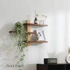 GRID FORTE Wood 3 Tier Floating Shelf, Large Minimalist Wall Shelves, Mid - Image 2