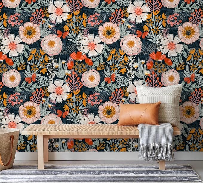 HAOKHOME Boho Peel and Stick Wallpaper Floral Wall Paper Removable - Image 7
