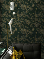Froluya Dark Green and Gold Wallpaper Floral Peel and Stick Wallpaper - Image 4