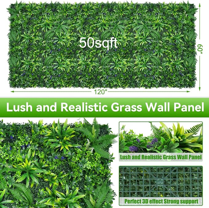 Grass Wall Panels, Fake Greenery Plant Decor - Image 2