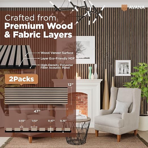 Avana Acoustic Wood Wall Panels – 47.2 X 12.6 Inch Walnut Acoustic Panels 2 PCs - Image 4