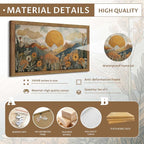 Framed Boho Landscape Large Wall Art, Abstract Sun Mountain Canvas Wall Decor - Image 4