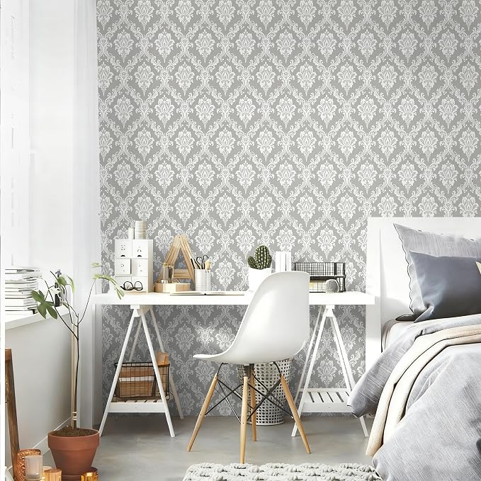 Peel and Stick Wallpaper Grey and White Contact Paper - Image 4