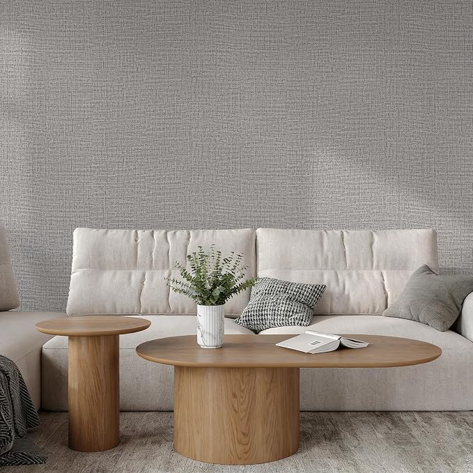 Guvana Grasscloth Peel and Stick Wallpaper Grey Textured Contact Paper Modern - Image 4