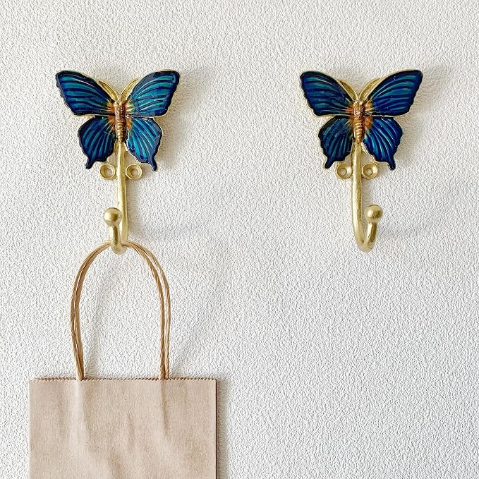 2 Pack Decorative Wall Hooks, Vintage Butterfly Shaped Metal Wall Hook - Image 5