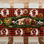 Kochorie 54 Inch x 300 Ft Red and Black Checkered Plastic Table Cloth Roll - Image 5