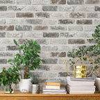 Guvana 17.3"×394" Brick Wallpaper Grey and Brown Self Adhesive Wallpaper 3D by Guvana