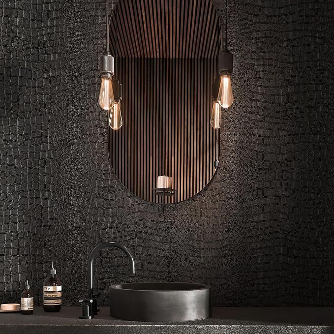 Zeeko Black Peel and Stick Wallpaper 23.6" x 120" Removable Crocodile Wallpaper - Image 3