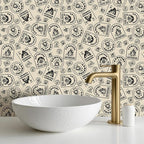 FLFK Beige Wallpaper Peel and Stick Antique Campfire Postmark Contact Paper - Image 6