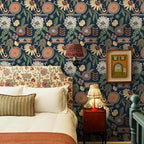 Simon&Siff Boho Peel and Stick Wallpaper, 17.3" x 480" Blue Sun Floral Retro - Image 2