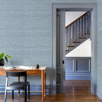 HueBurst Grasscloth Peel and Stick Wallpaper 17.3" x 197" Blue Textured - Image 4