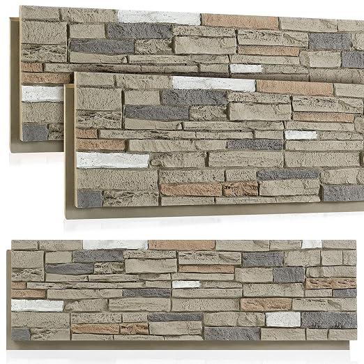 3 Pack Faux Stone Panels Interior 45.6''l x 11.8''h x 0.98''d Faux Siding by Unknown