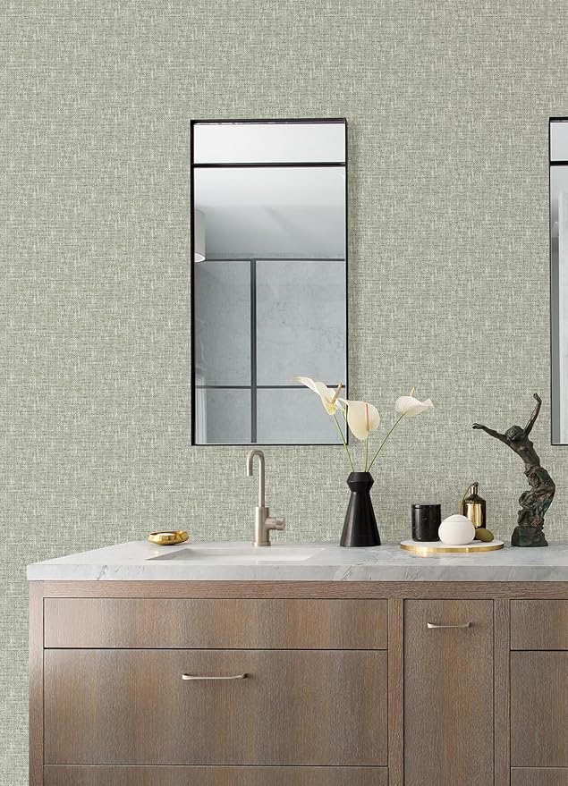 NuWallpaper Sage Poplin Peel and Stick Wallpaper - Image 2