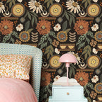 JiffDiff Boho Wallpaper Peel and Stick 17.3" x 400" Vintage Sun Floral Retro - Image 2