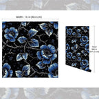 FLFK Black Floral Wallpaper Peel and Stick Dark Blue Flower Wallpaper 16" x - Image 2