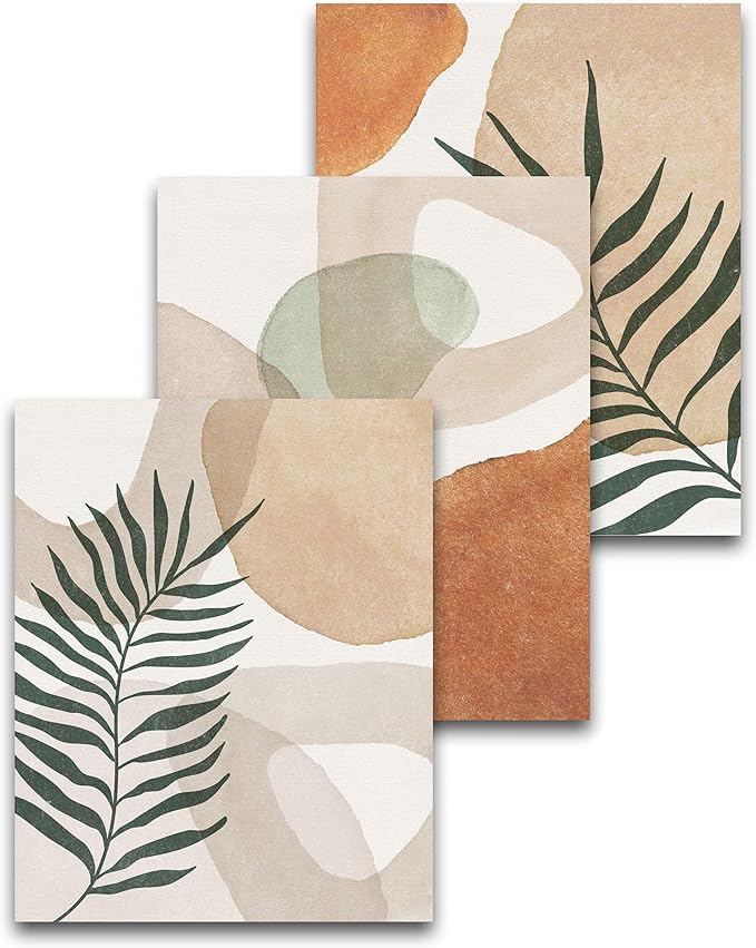 HesenDot Unframed Neutral Boho Wall Art Set of 3, 12x16in Botanical Leaves by HesenDot