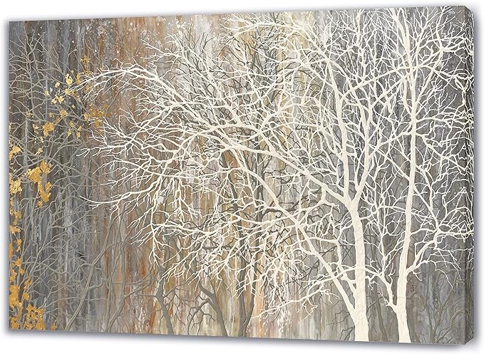 Yihui Arts Autumn Painting On Canvas White Tree Wall Art Large Landscape by YihuiArts
