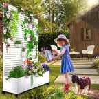 MTART Metal Planter Box with Trellis, 72.1"x47.2"x16" Outdoor Galvanized Raised - Image 7