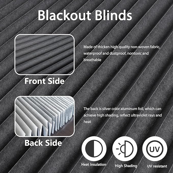 Window Blinds Cordless Blackout No Drill Cut to Size Clip On Stick On Self - Image 5