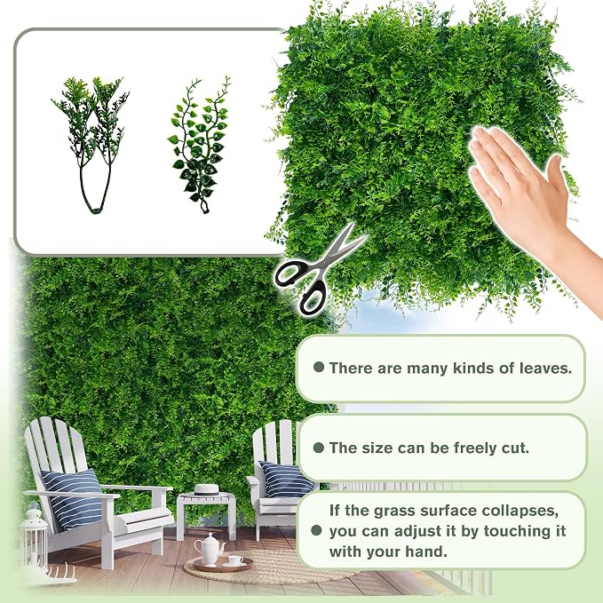 Greenery Faux Grass Wall Backdrop: 80"x120" UV-Anti Artificial Green Boxwood - Image 3