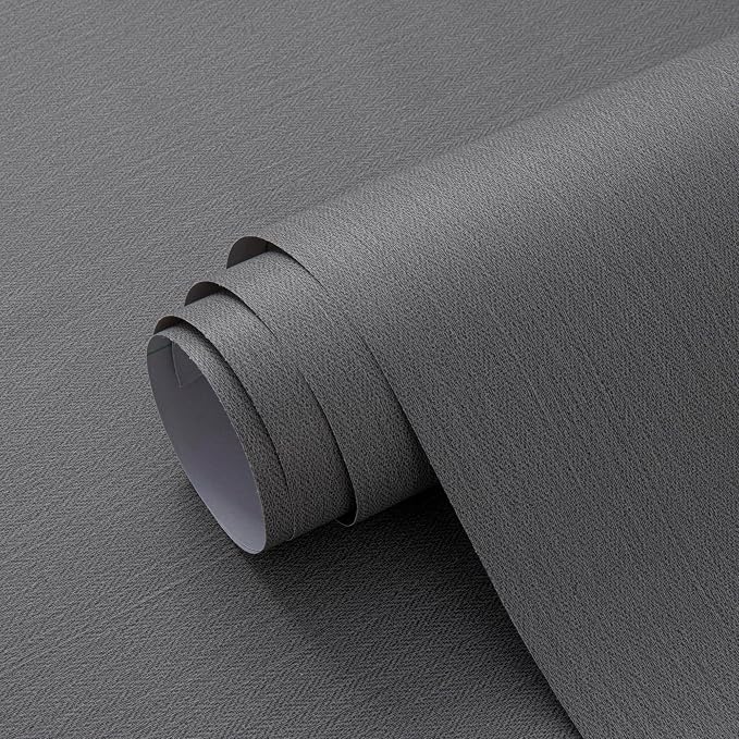 Haimin Fabric Wallpaper Textured Contact Paper Grey Peel and Stick Faux Linen - Image 4