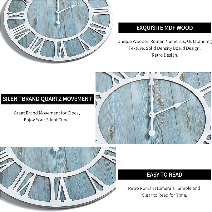 1st owned Wall Clocks for Living Room Decor, Round Silent Non Ticking, Modern - Image 6