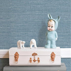 JiffDiff Grasscloth Wallpaper Peel and Stick 1181" x 17.3" Blue Cream - Image 8