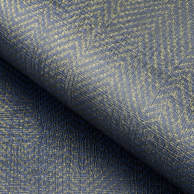 FunStick 24"x394" Removable Gold Dark Blue Textured Wallpaper Peel and Stick by FunStick