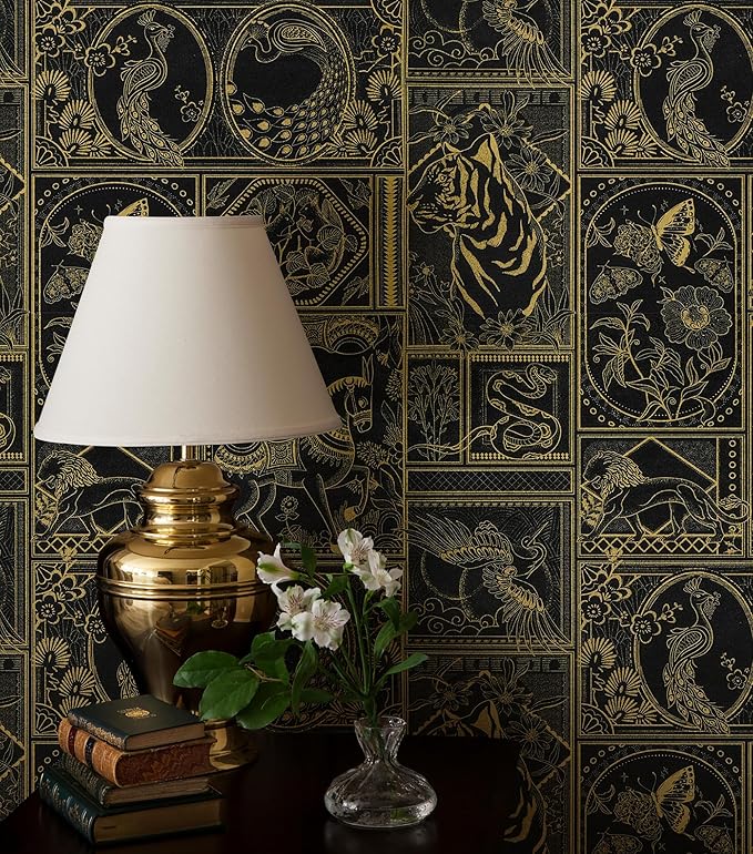 Erfoni Black and Gold Wallpaper Vintage Peel and Stick Wallpaper Special by Erfoni
